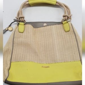 Tahari yellow straw shopper